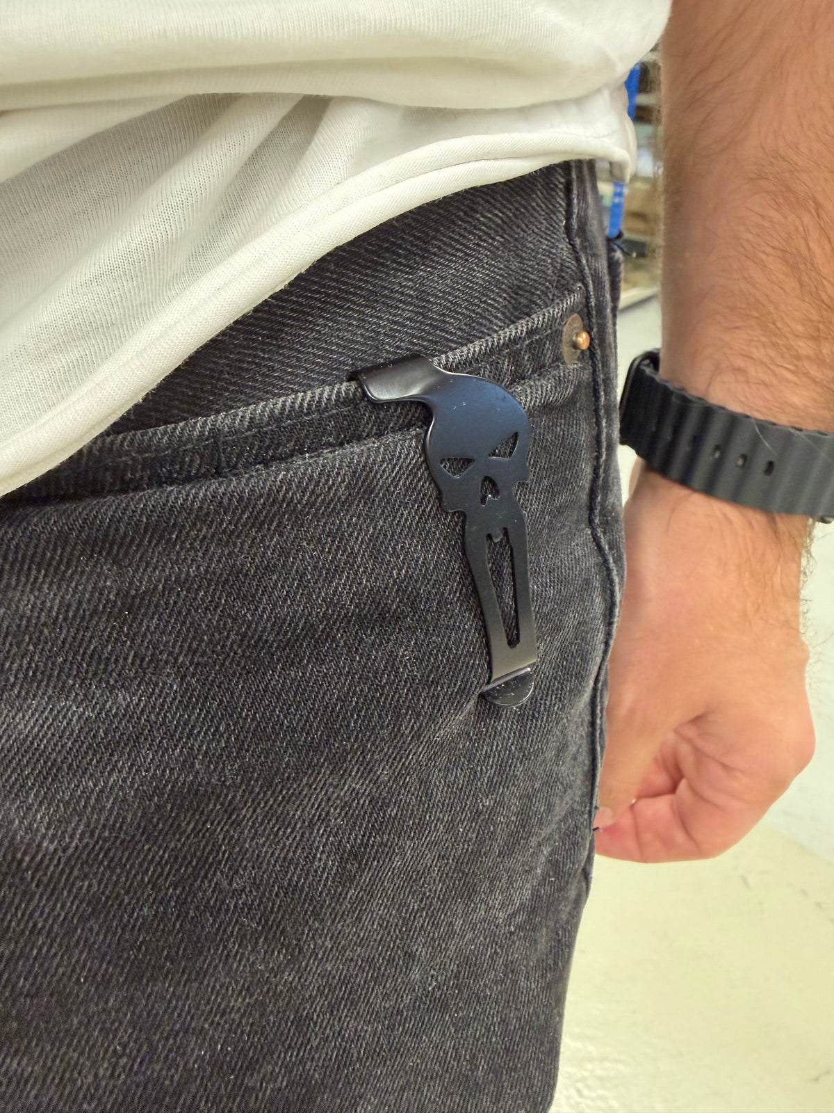 Steel belt clip - Skull