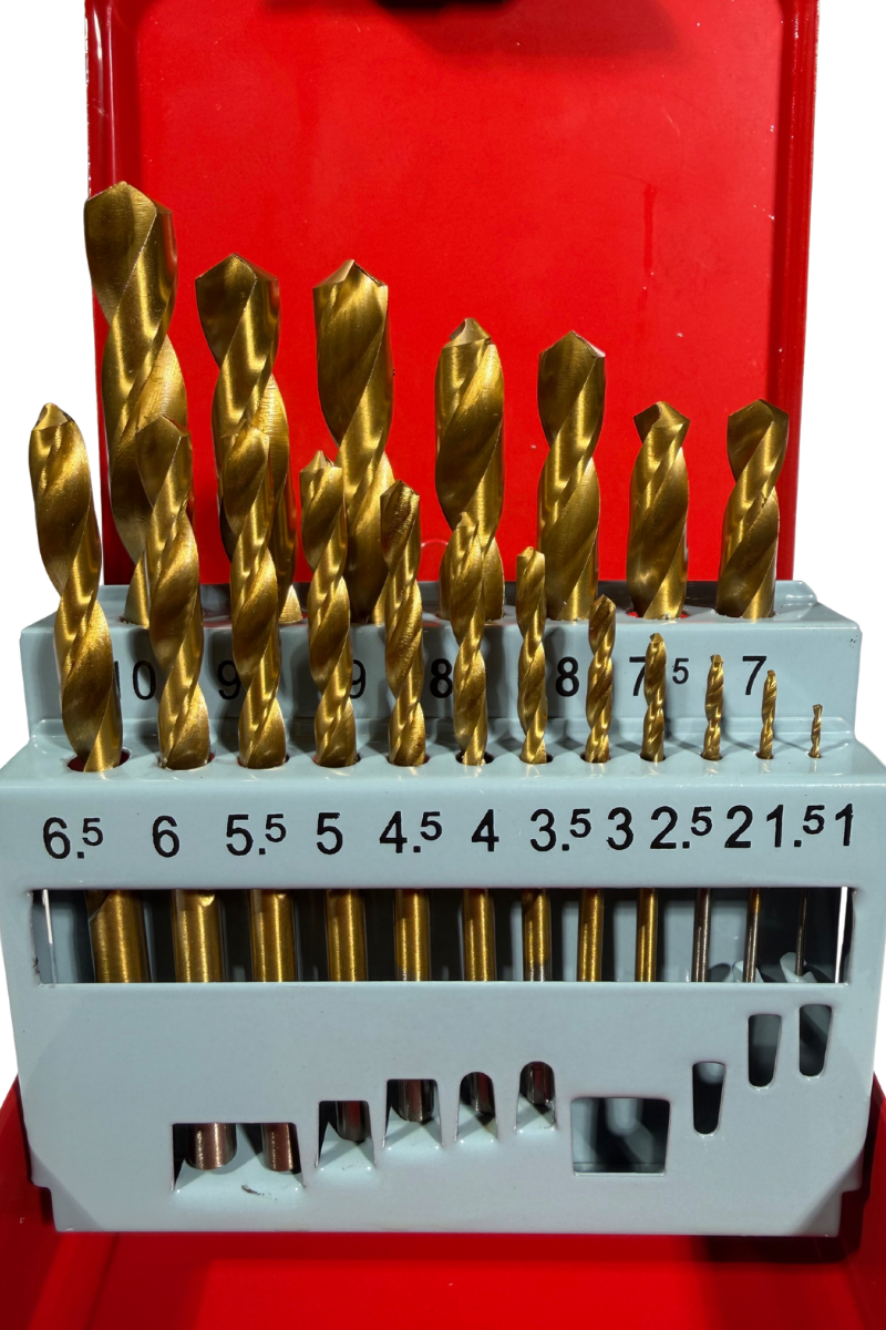 19-Piece HSS Drill Bit Set, 1–10 mm, for Metal