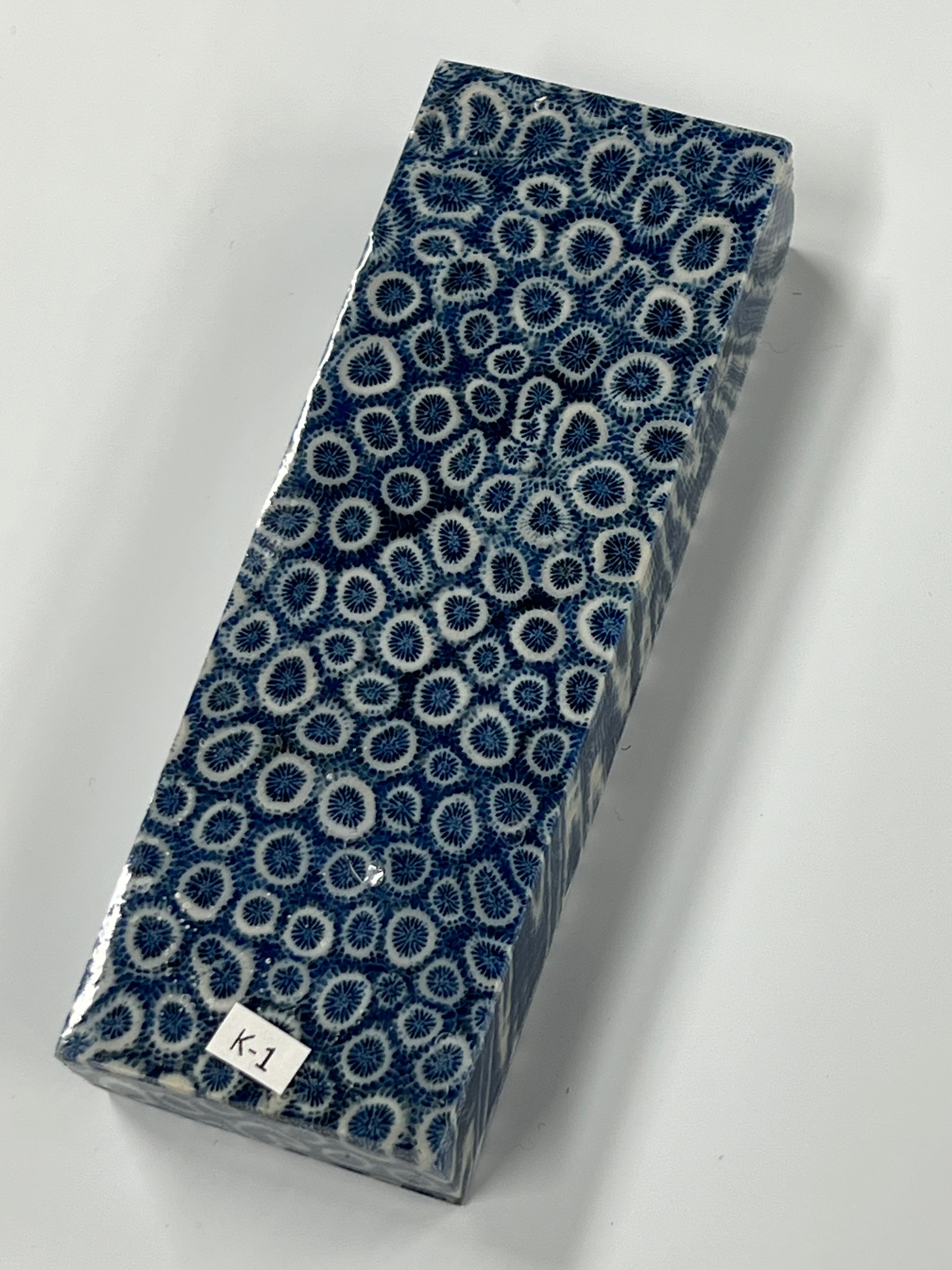 Fossil coral handle blank K1 (blue)