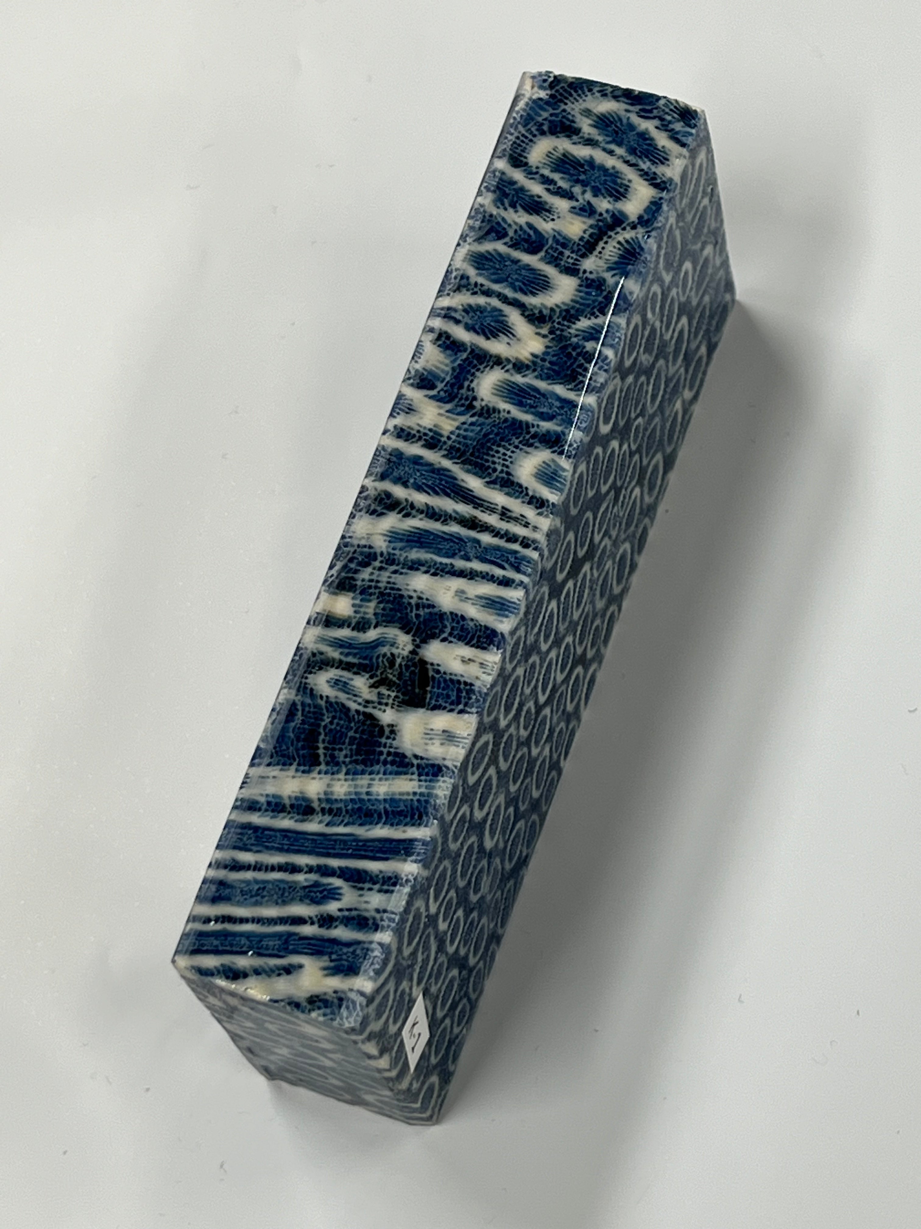 Fossil coral handle blank K1 (blue)