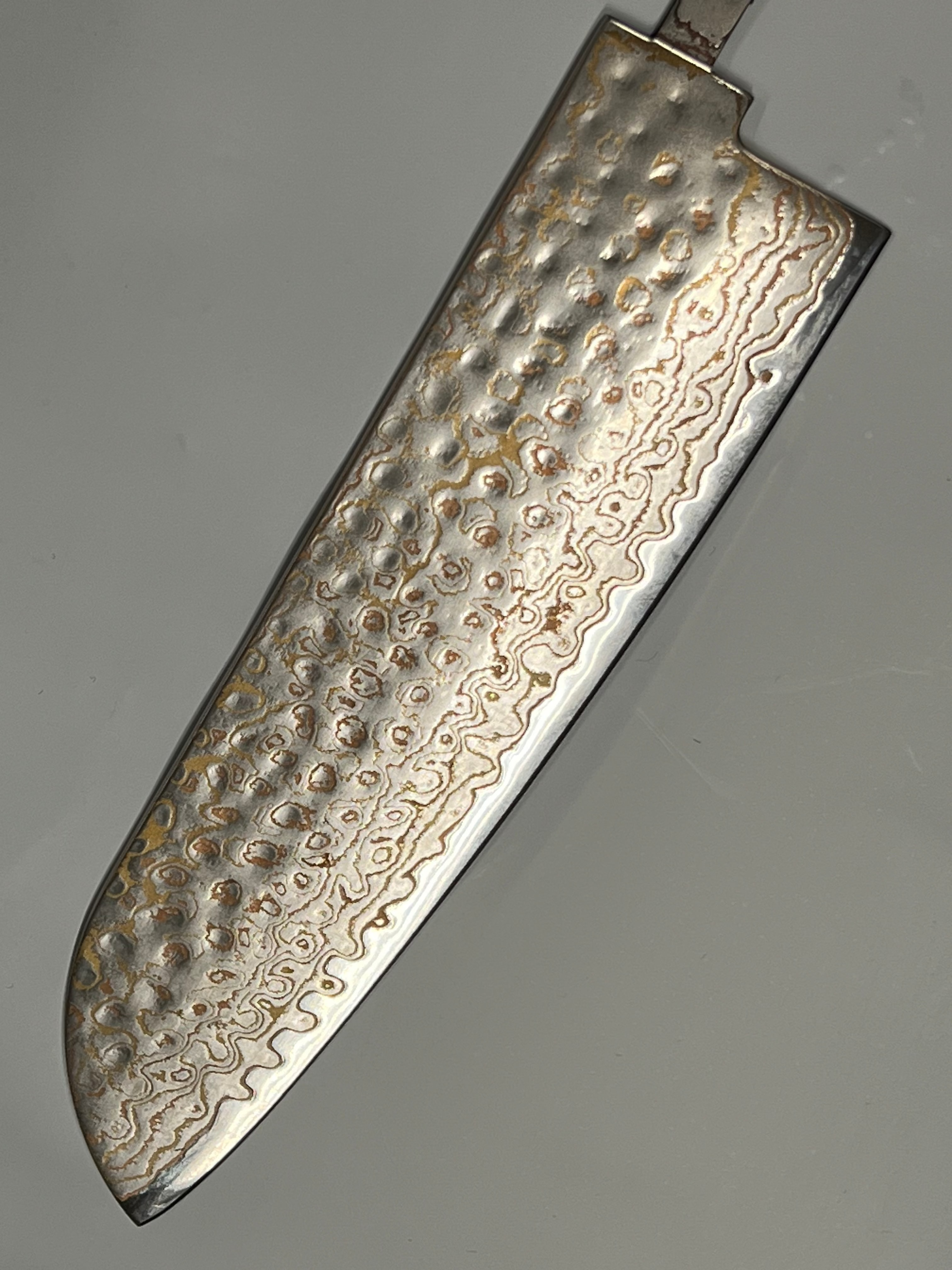 Santoku knife blade 200 mm, stainless copper Damascus