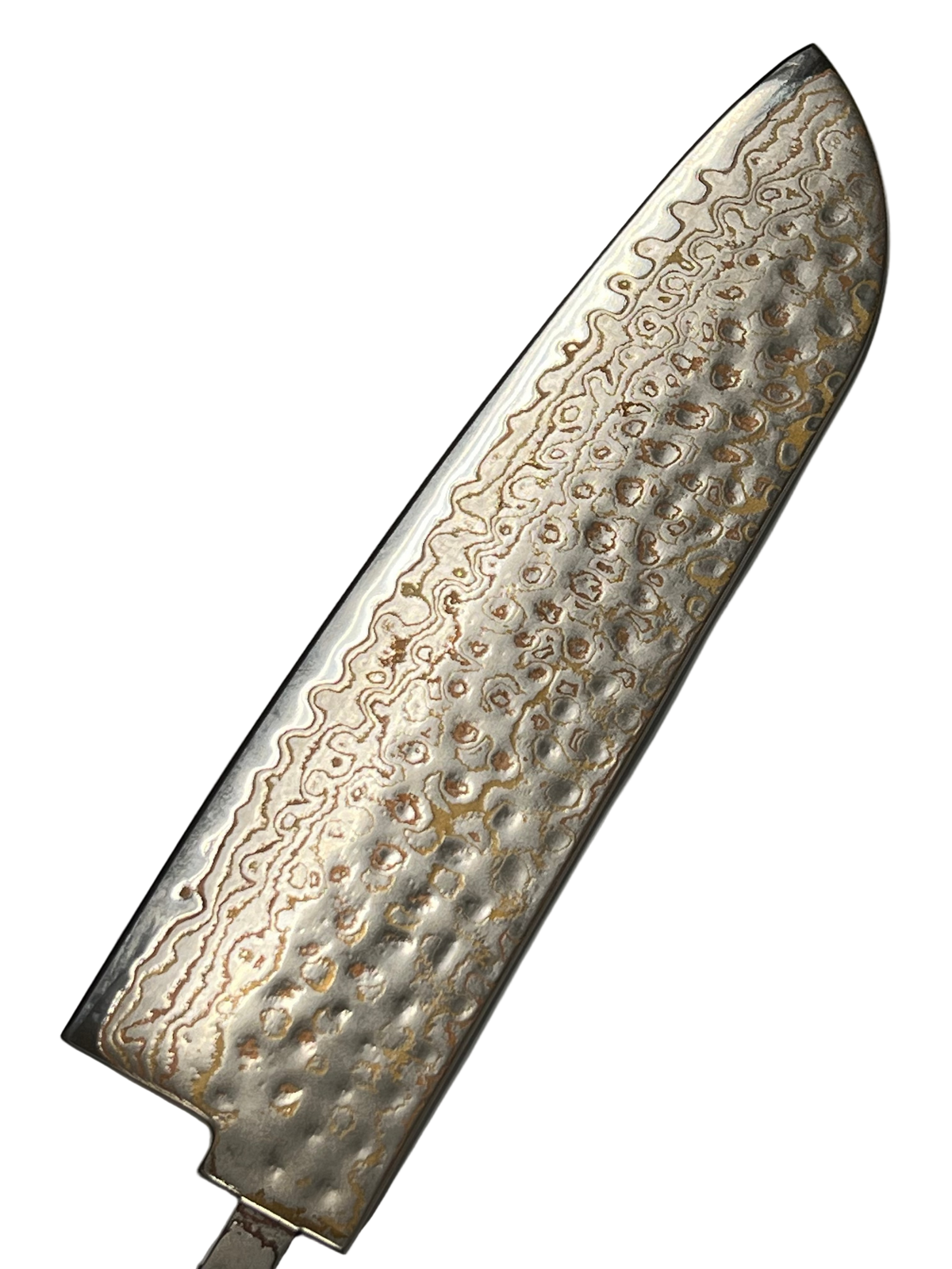 Santoku knife blade 200 mm, stainless copper Damascus