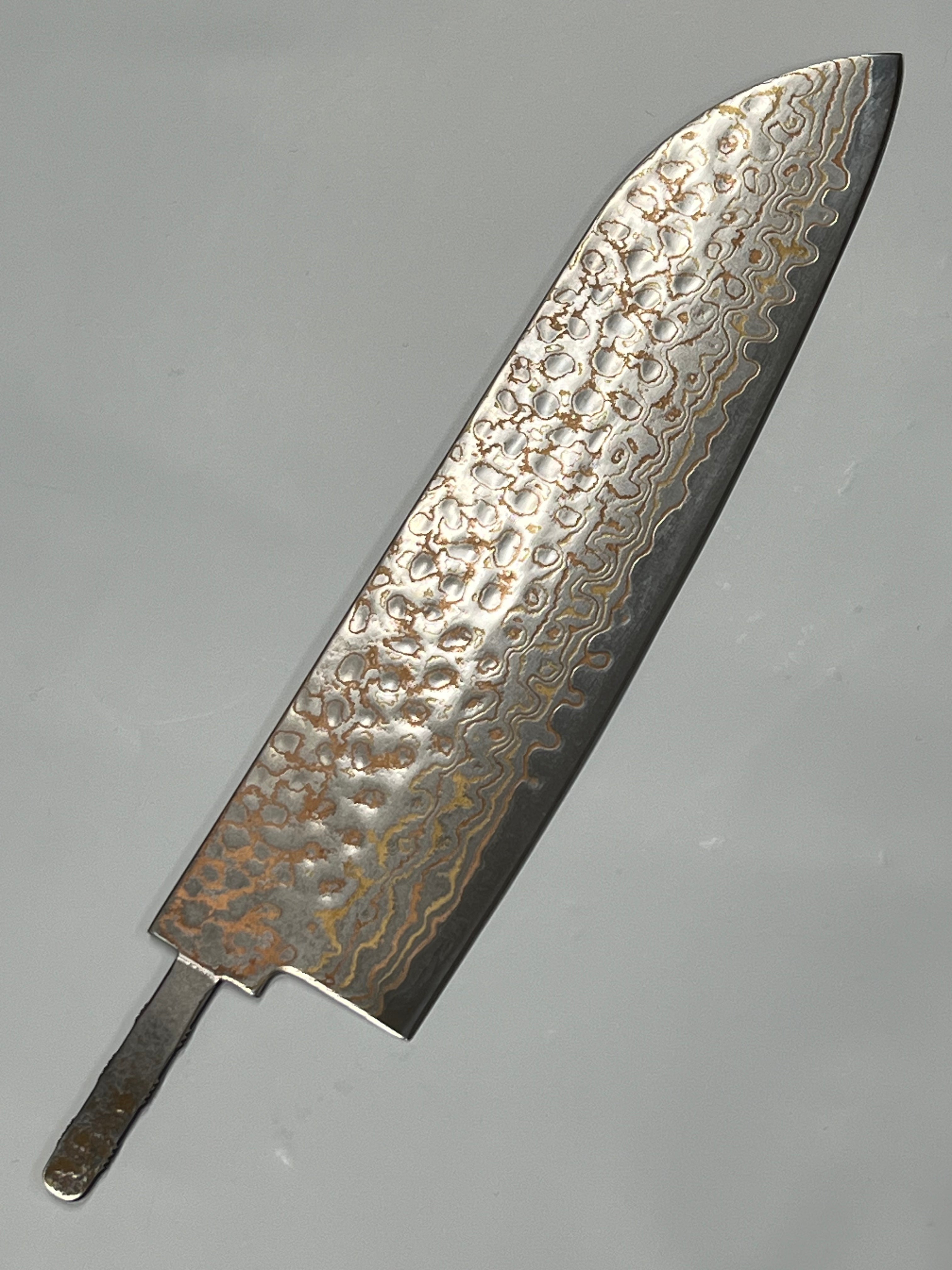 Santoku knife blade 200 mm, stainless copper Damascus