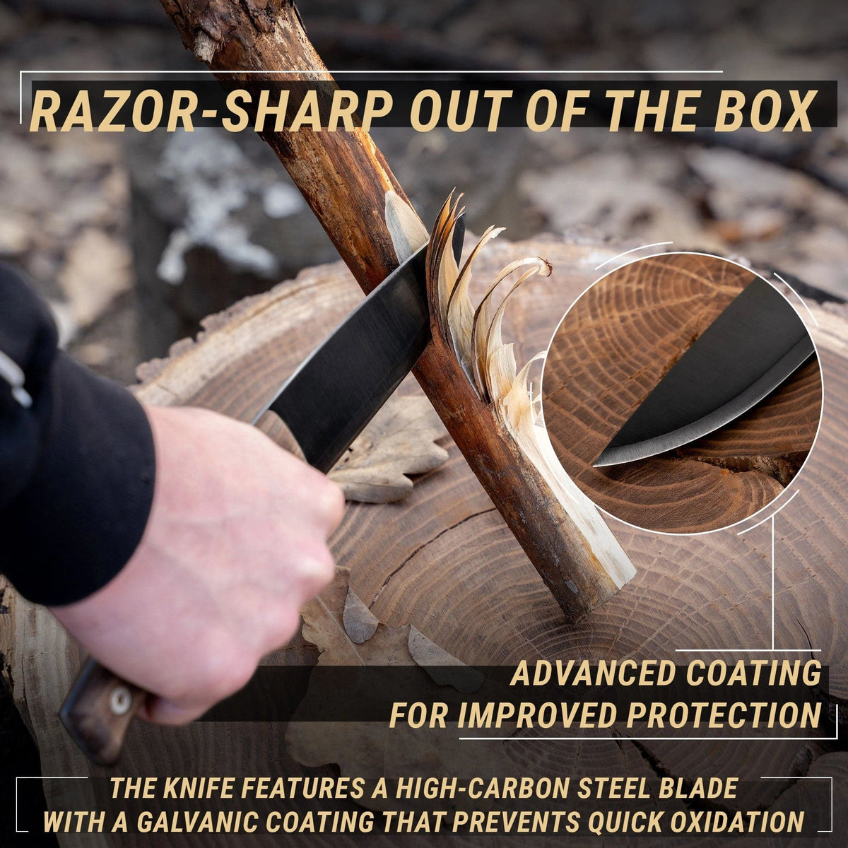 BSH3 Nightfall Bushcraft knife with sheath