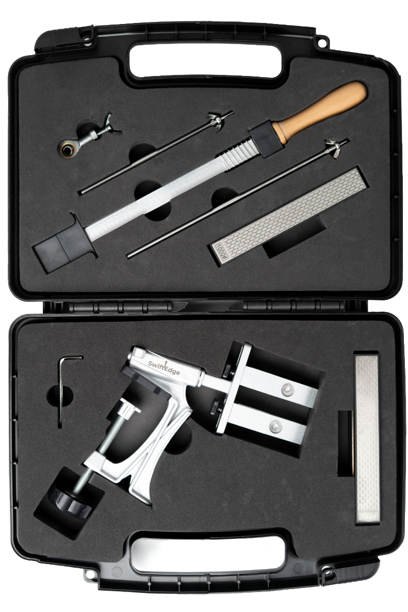 SwiftEdge Cross: Knife sharpening system with adjustable angle and diamond sharpening stones
