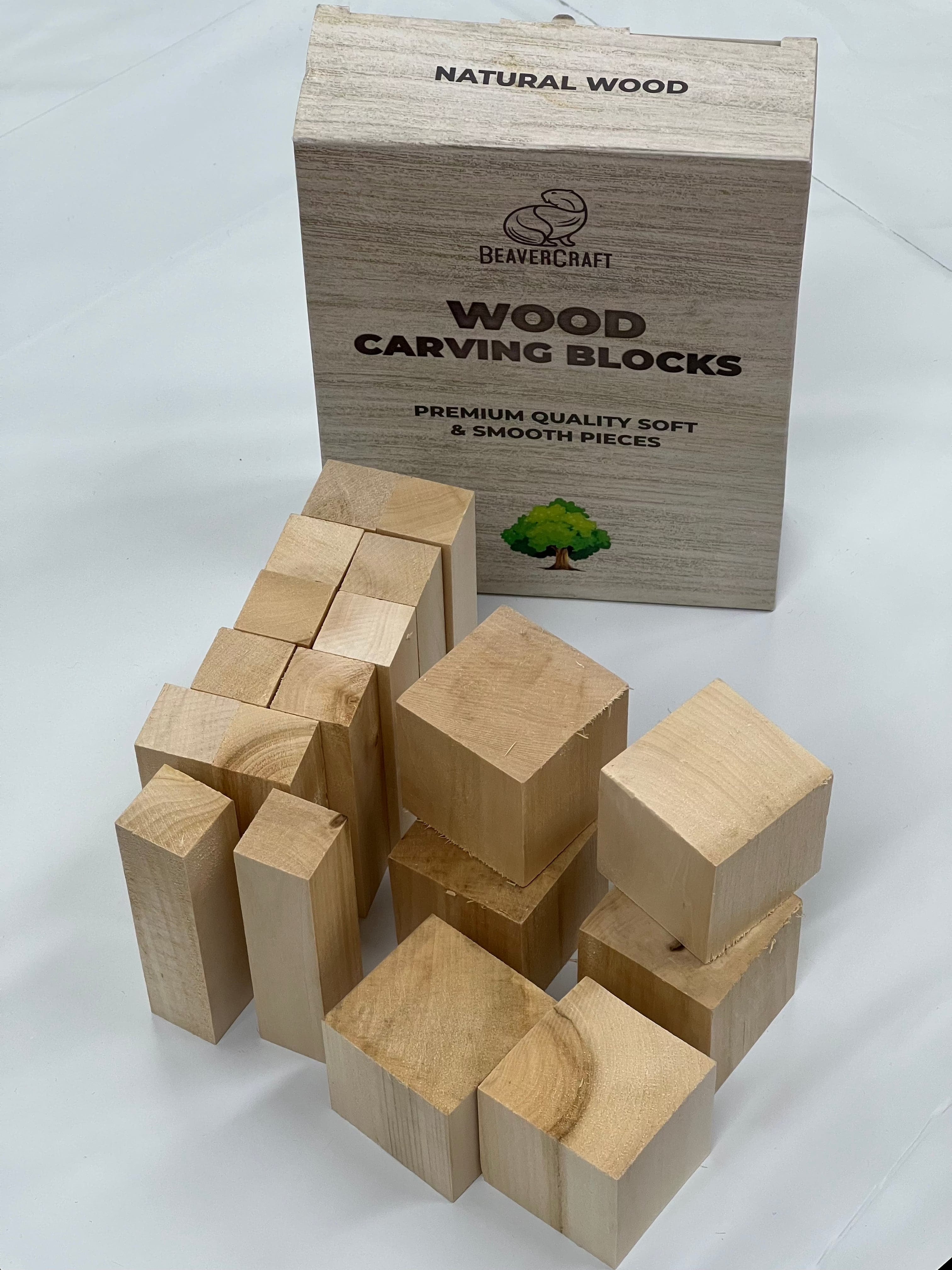 Basswood wood carving blanks BW18 18-pack from Beaver Craft