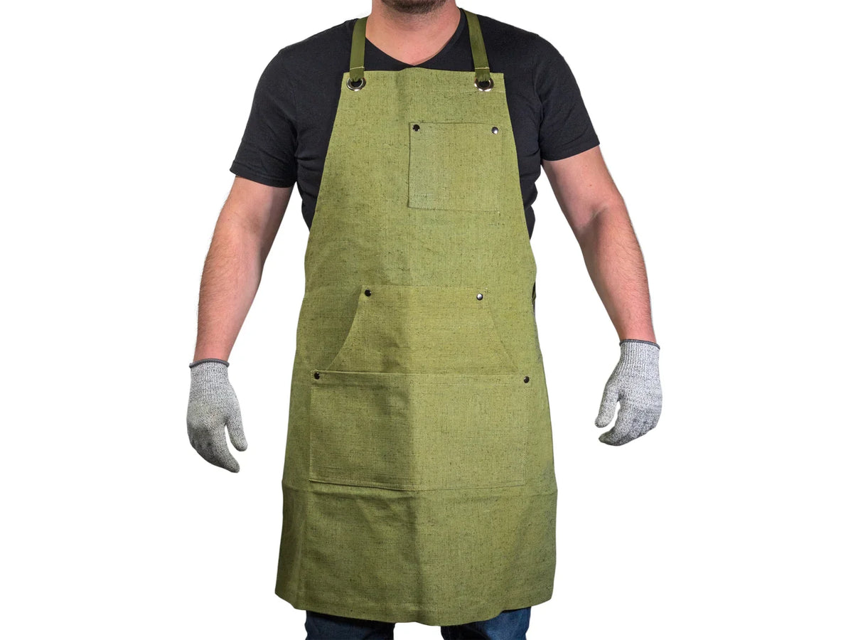 Adjustable apron in green canvas AP1