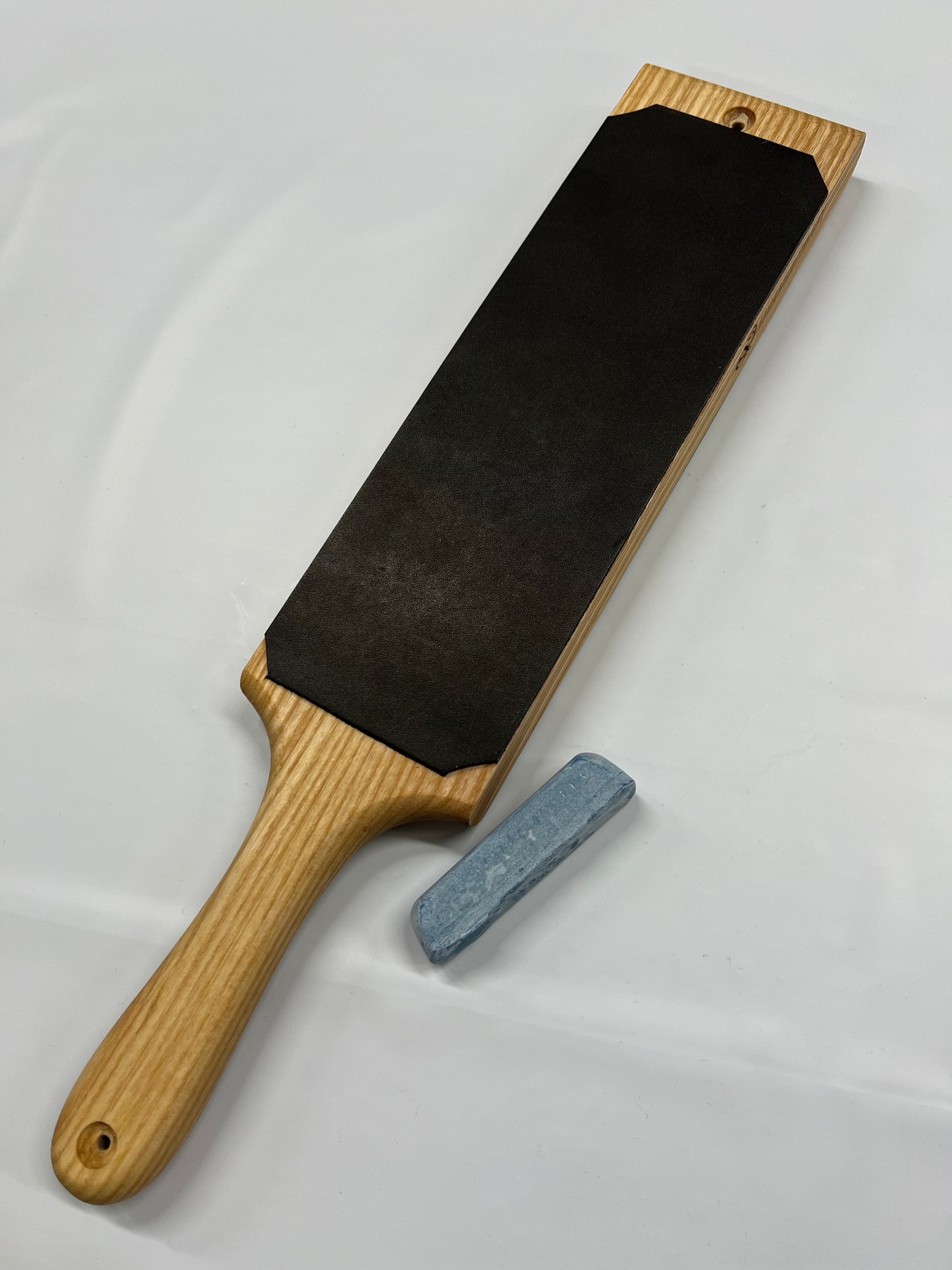 Double-sided leather strop 230x80 on ash wood including stropping compound LS1P1