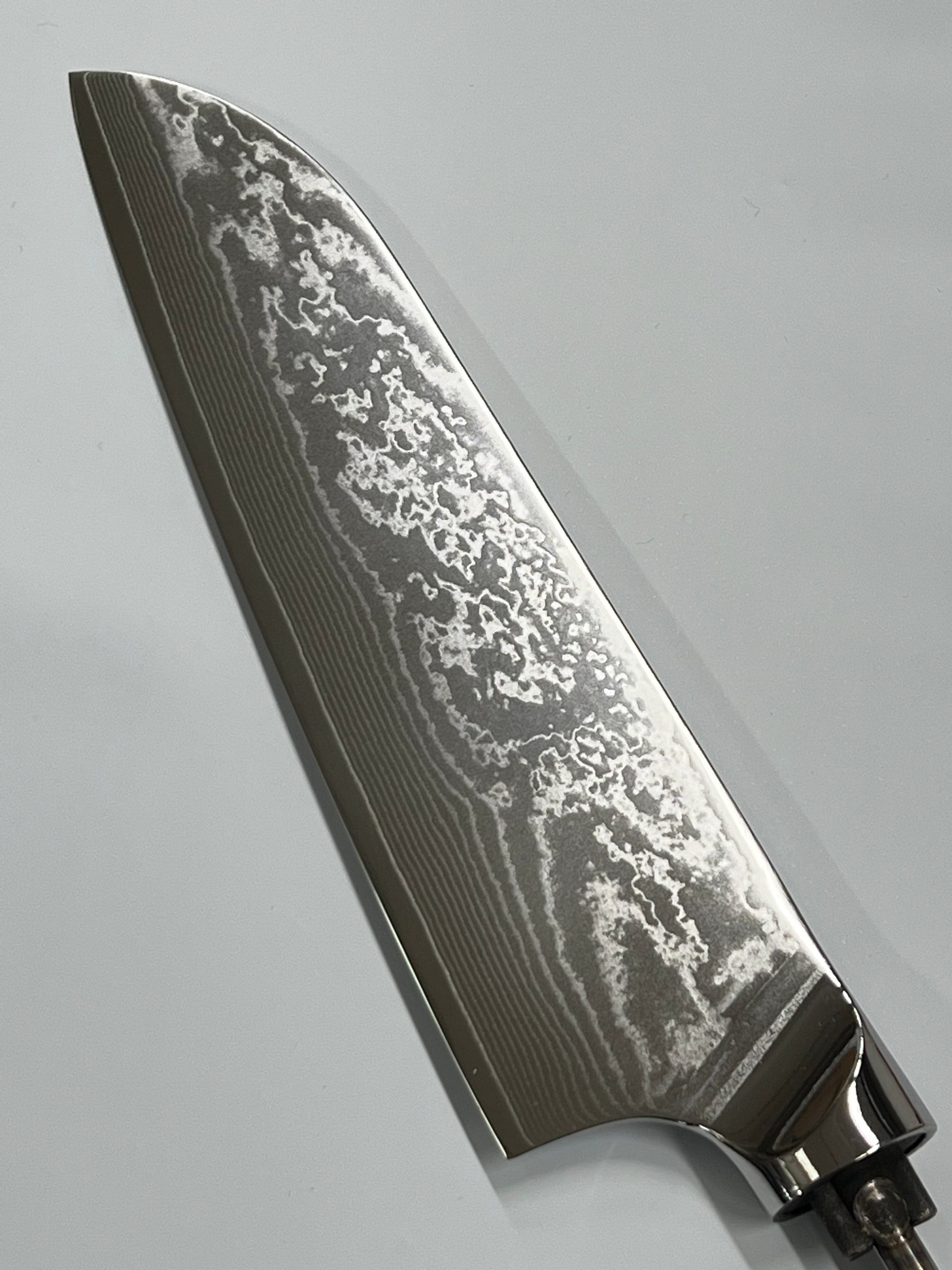Santoku - Stainless Damask Chef's Knife 8" Threaded Tongs