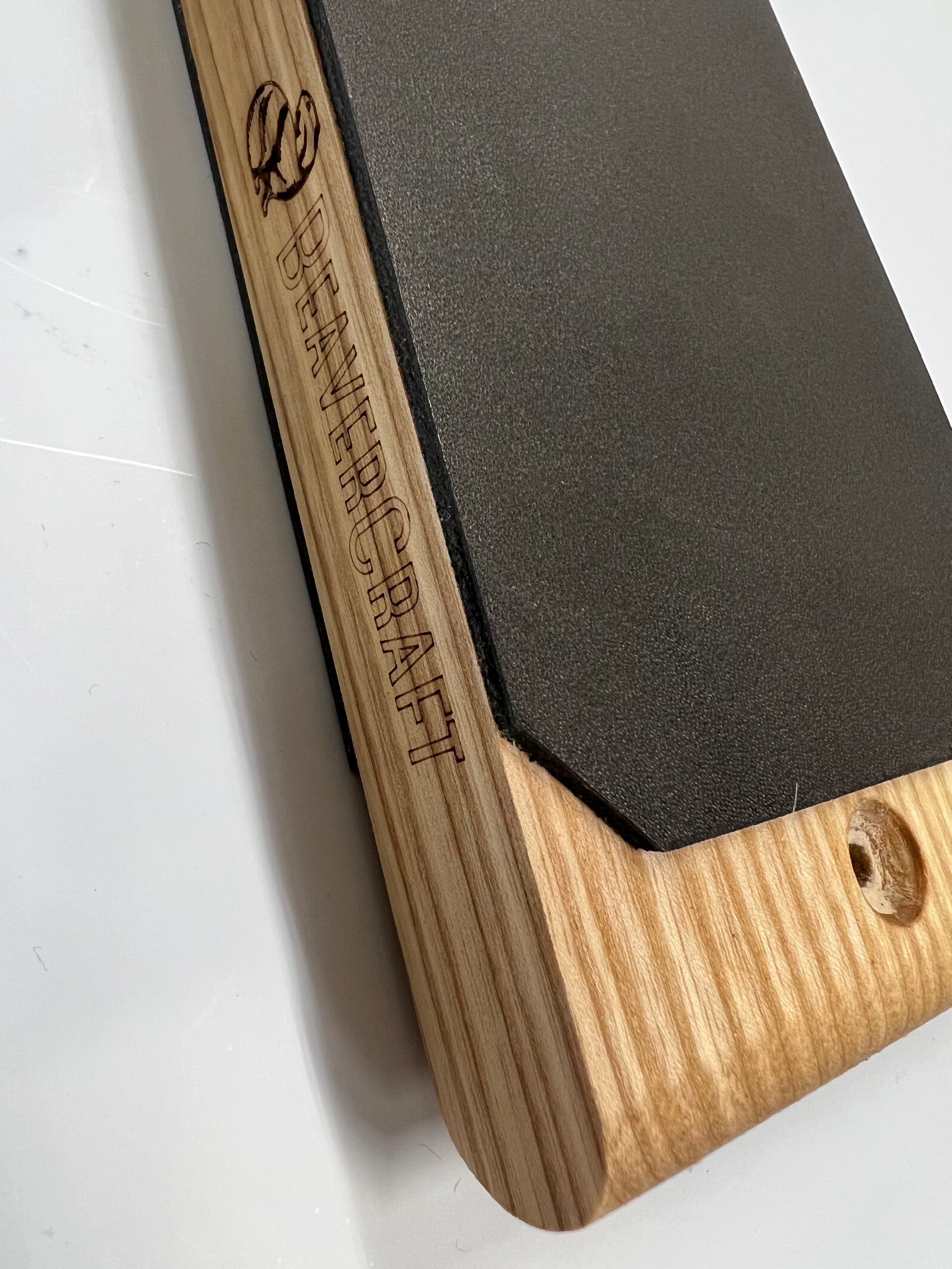 Double-sided leather strop 230x80 on ash wood including stropping compound LS1P1