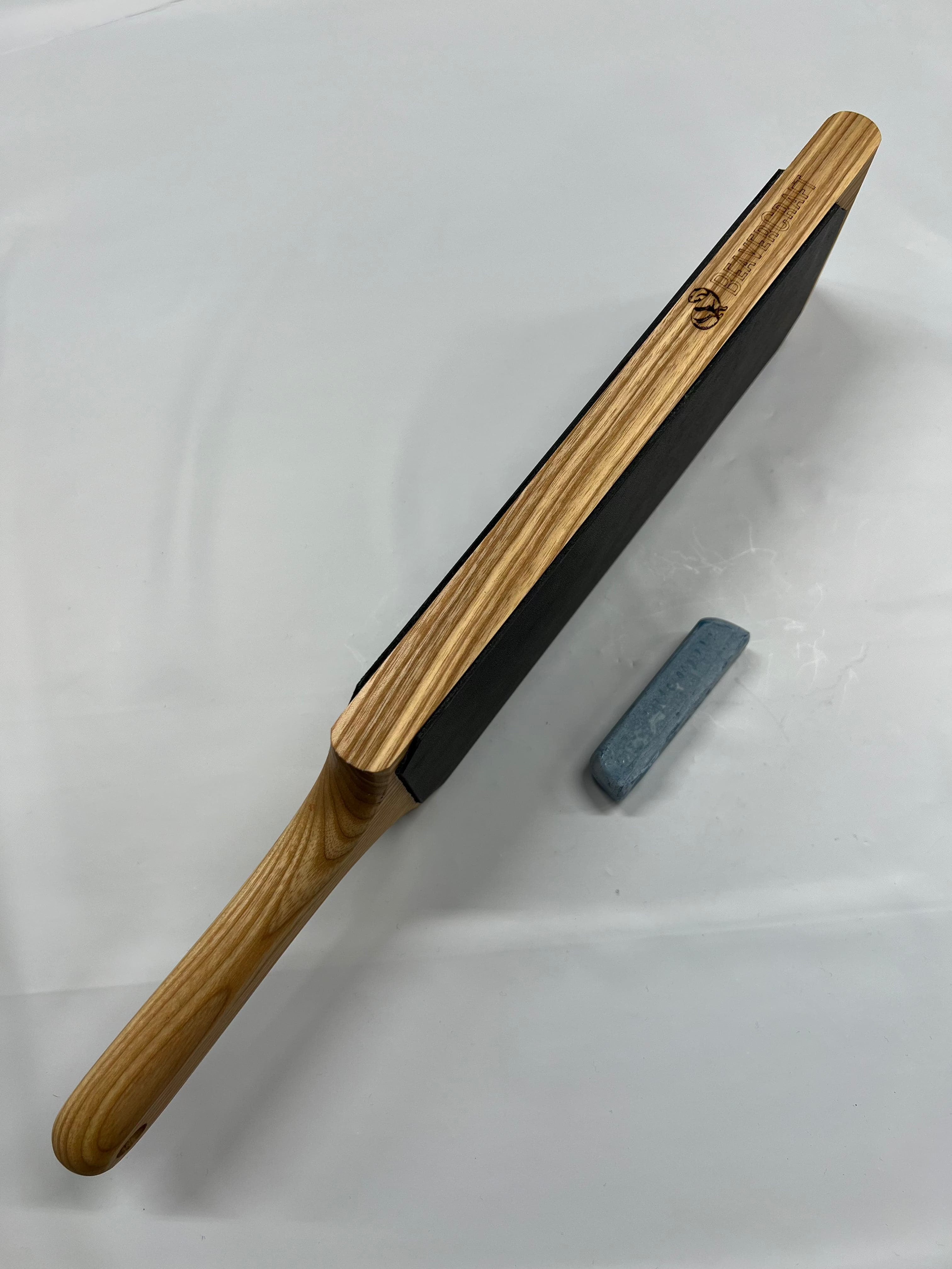Double-sided leather strop 230x80 on ash wood including stropping compound LS1P1