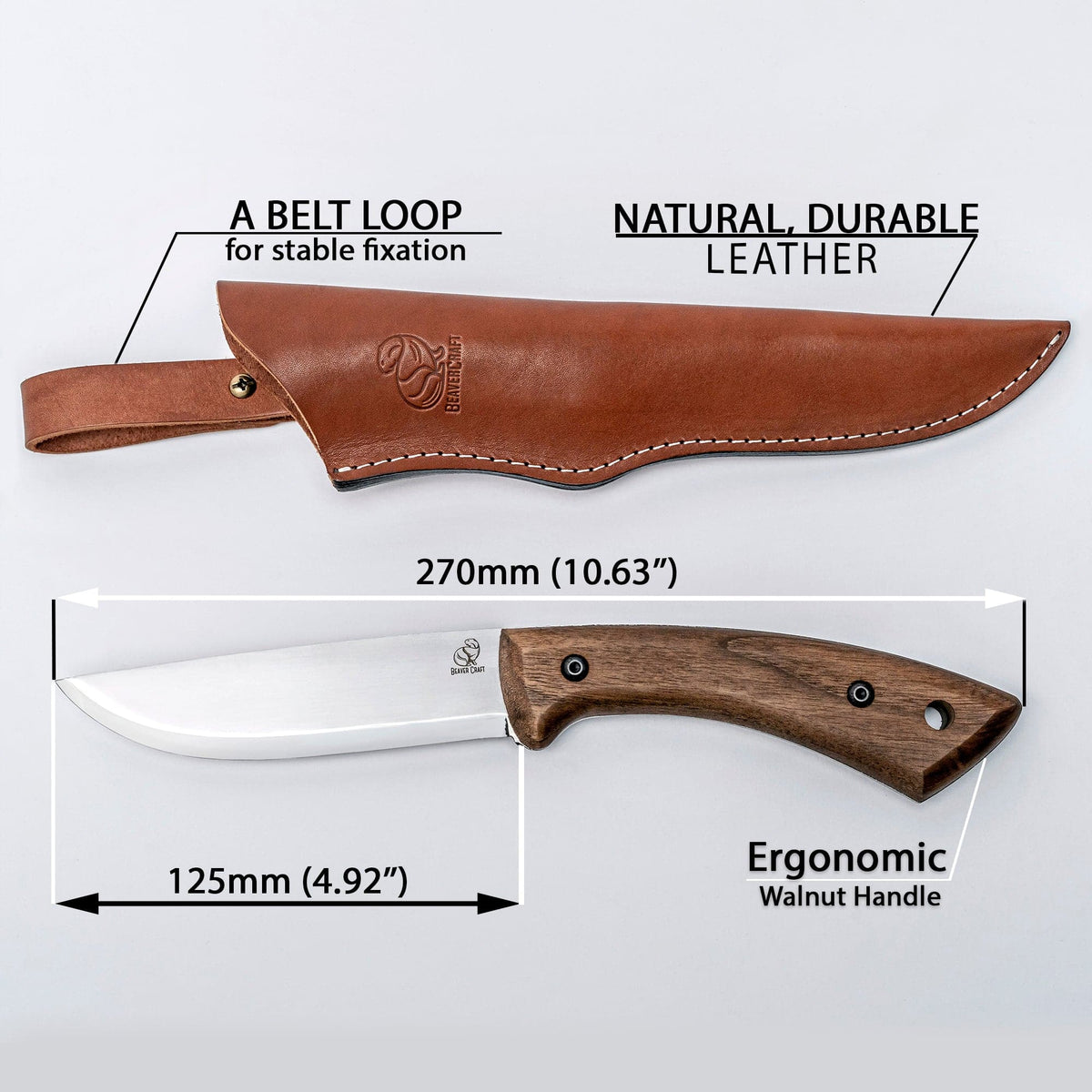 BSH1 Dune Bushcraft knife with sheath