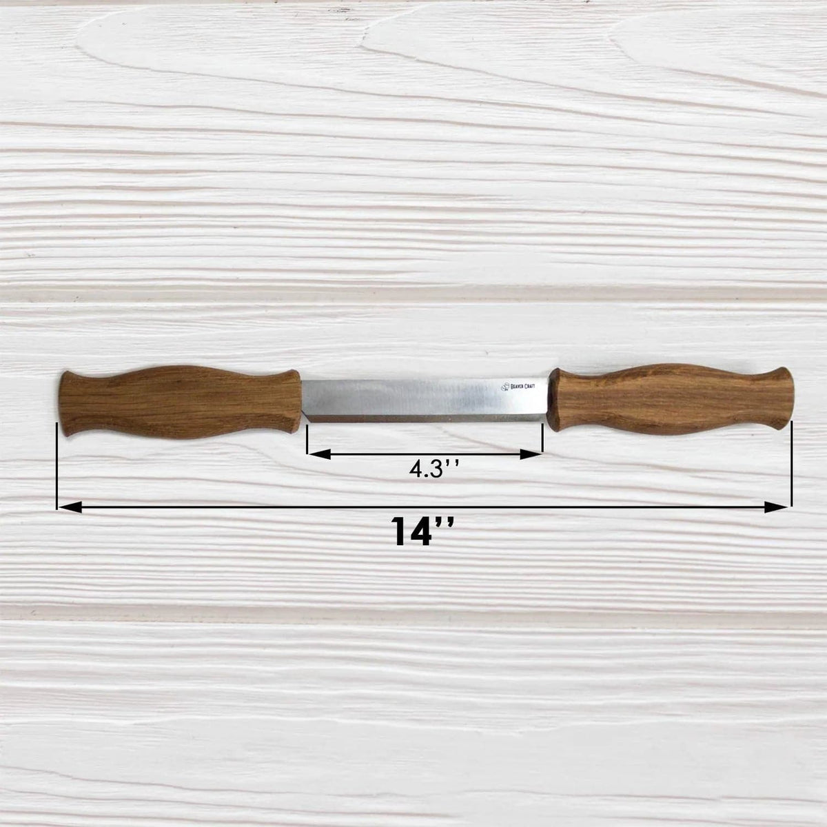 Scavenger knife DK1S 120mm blad. handle of oak and leather sheath Beaver Craft