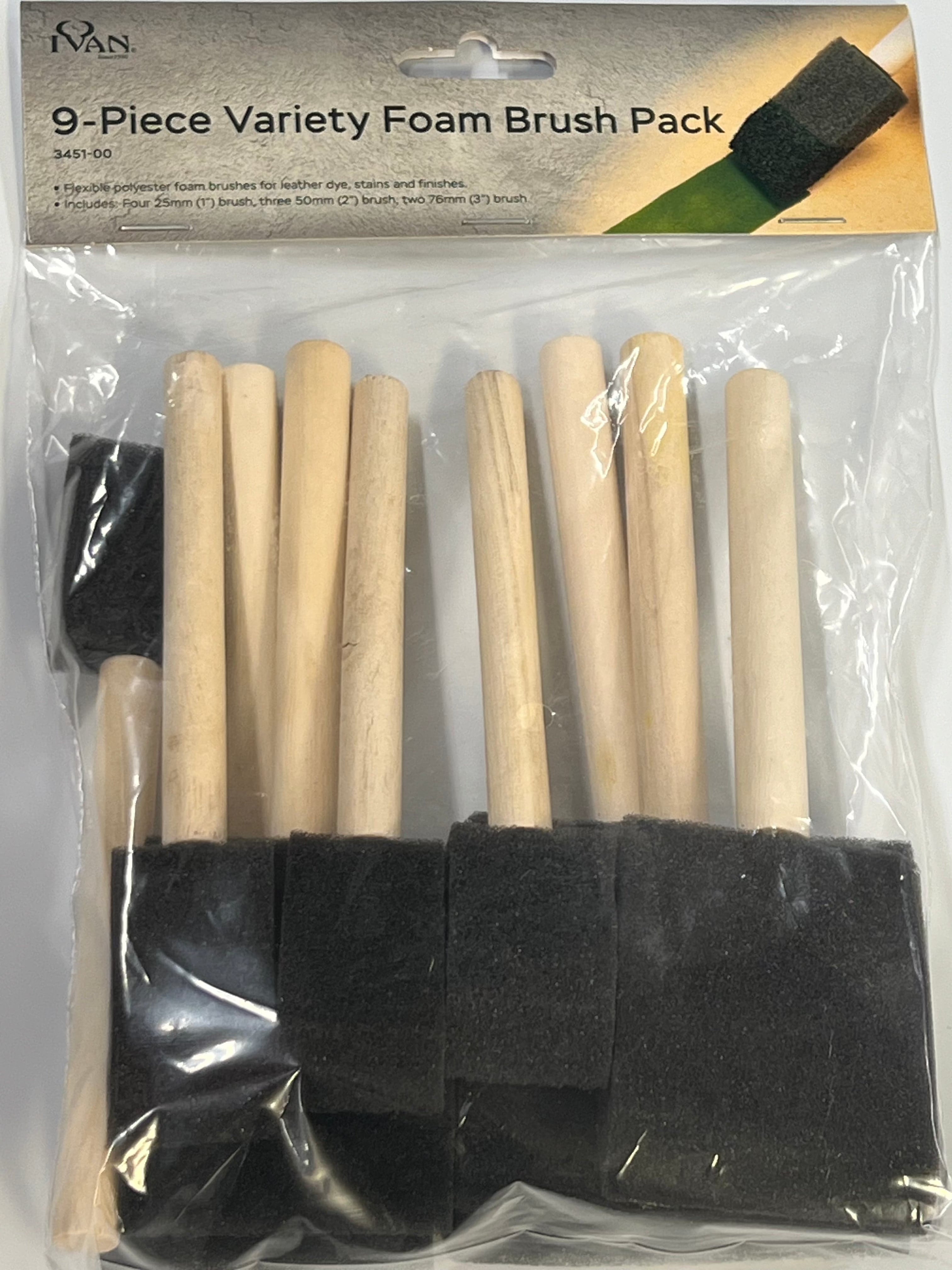 Foam brush set 9 brushes 3 sizes