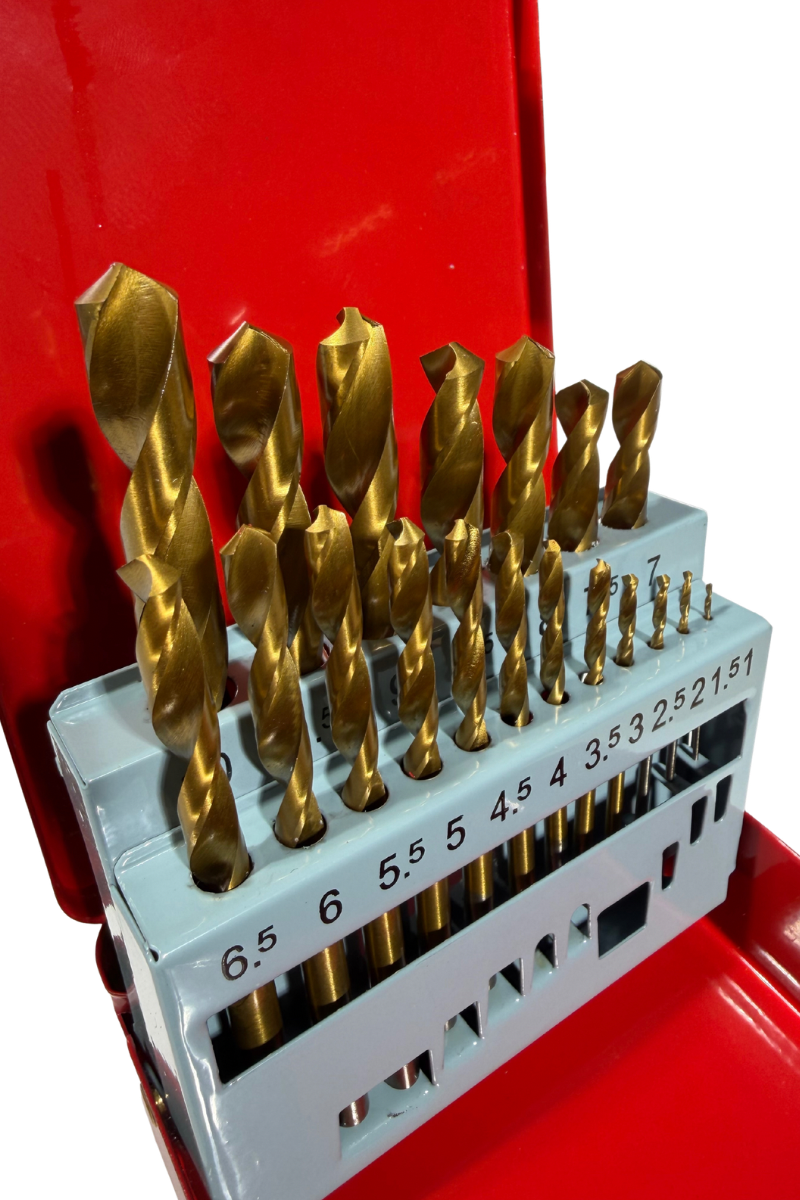 19-Piece HSS Drill Bit Set, 1–10 mm, for Metal