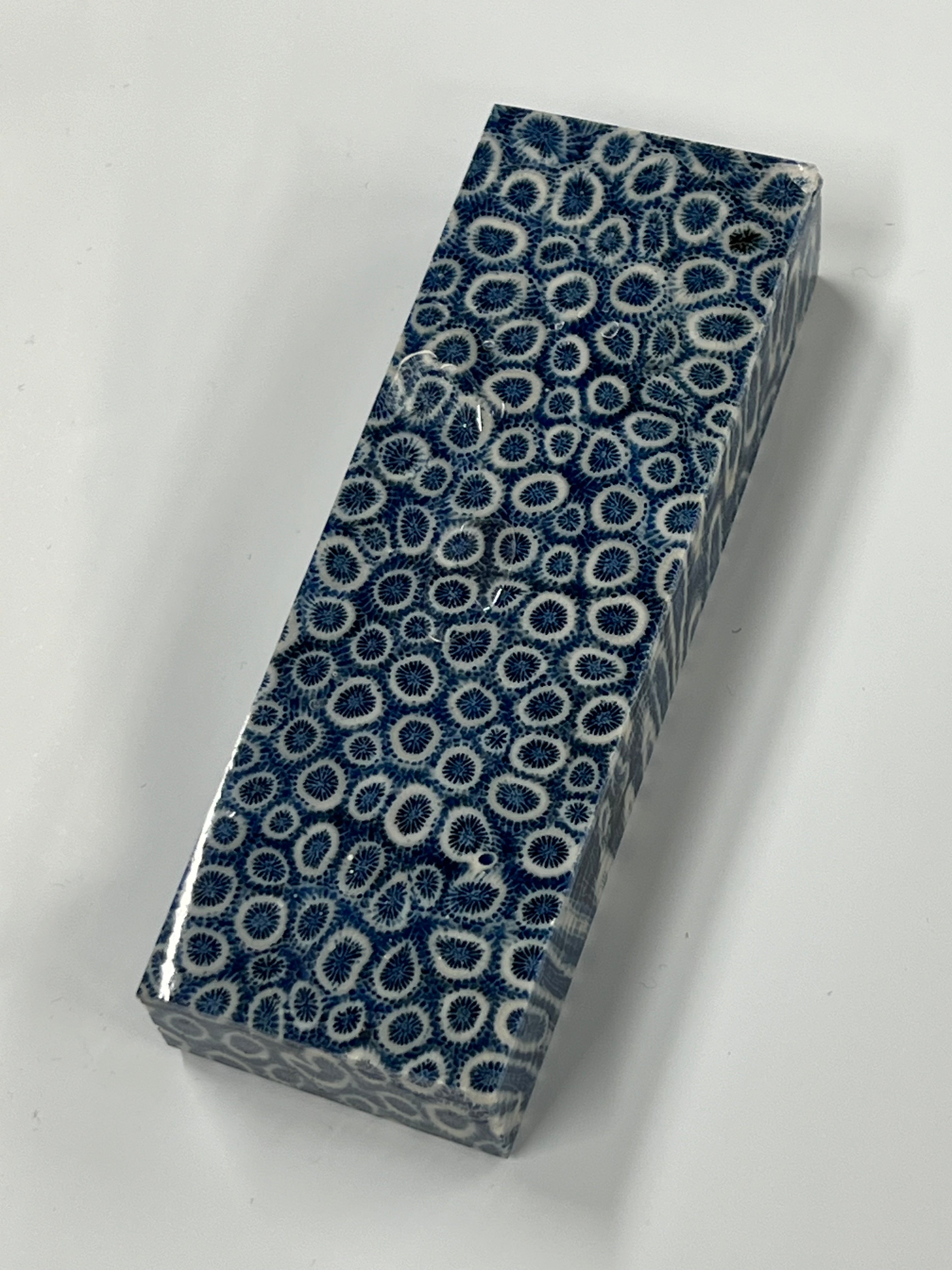 Fossil coral handle blank K1 (blue)