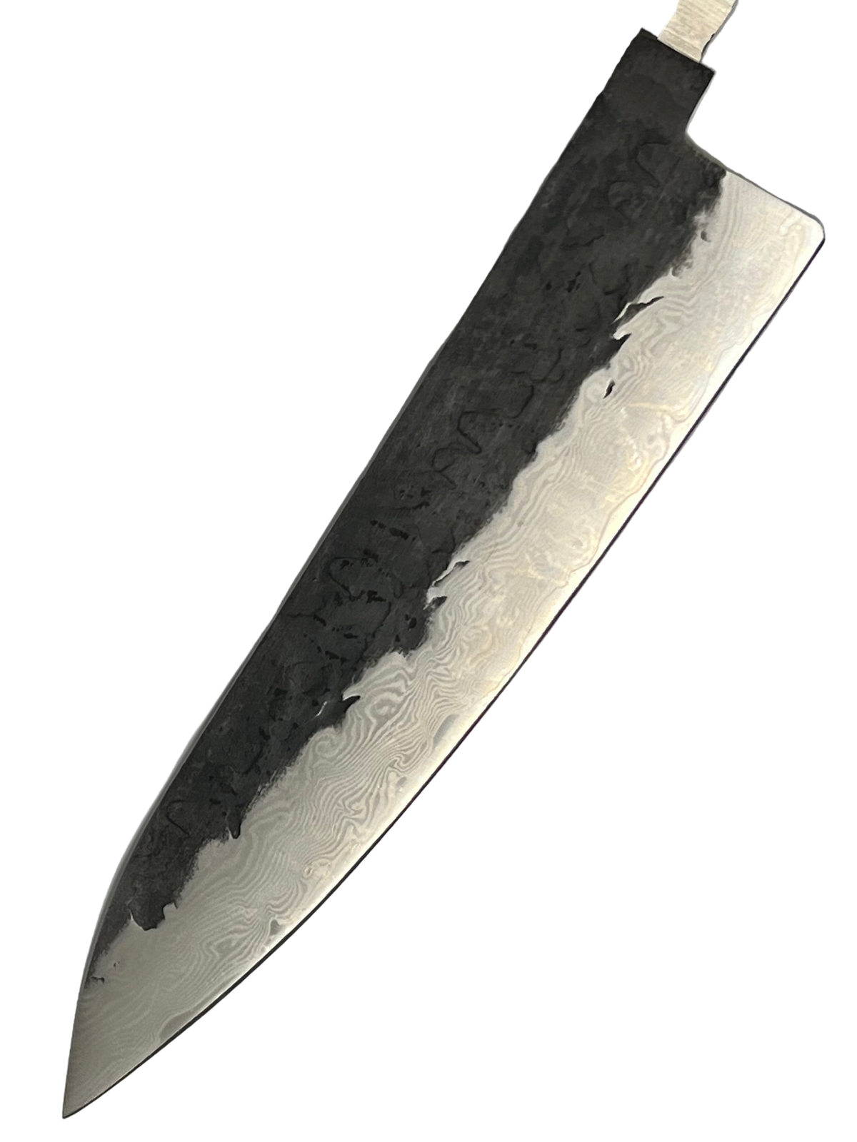 Chef's knife blade 200 mm, VG-10 black brute de forge Damascus
