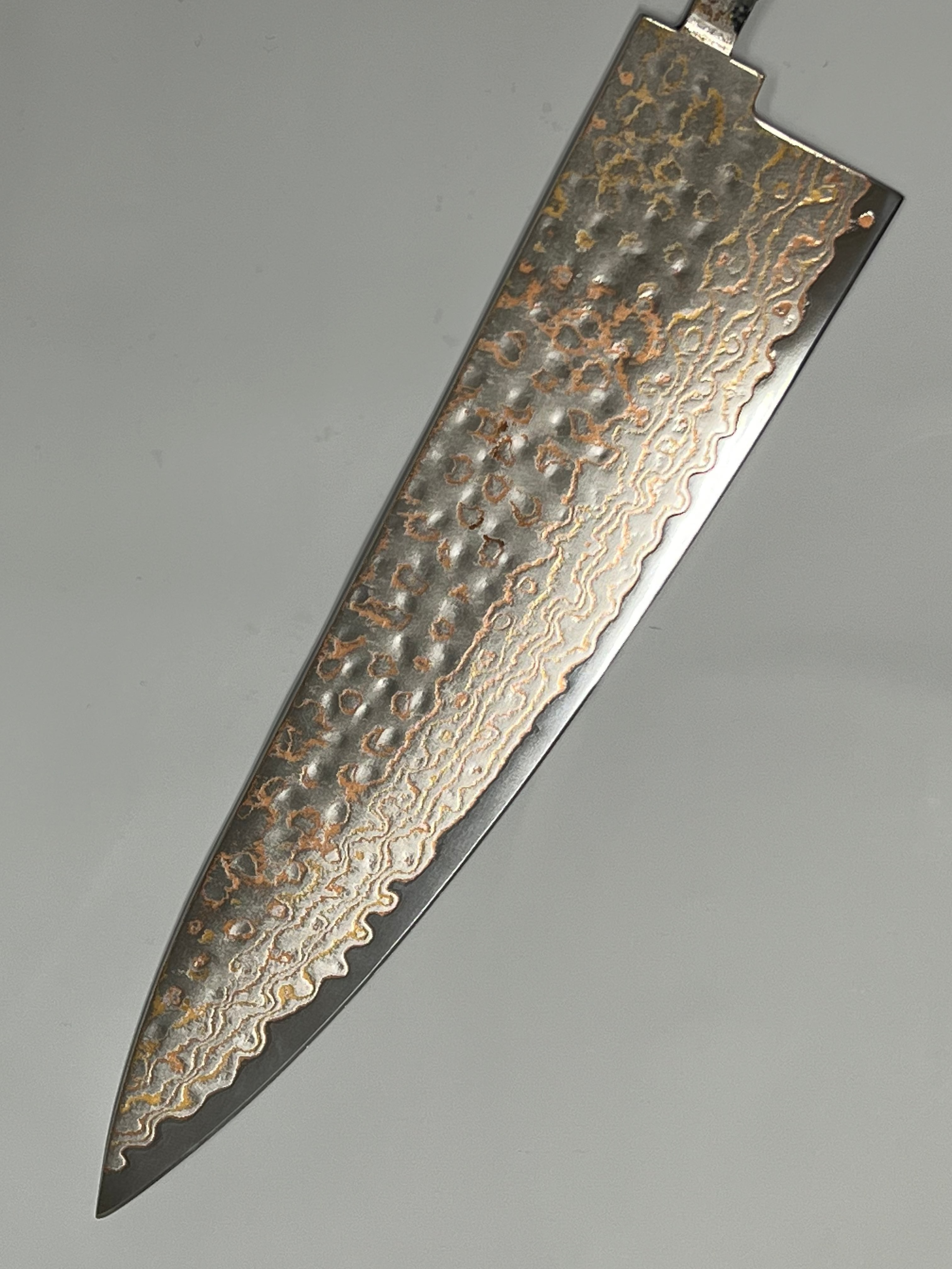 Chef's knife blade 220 mm, stainless copper Damascus