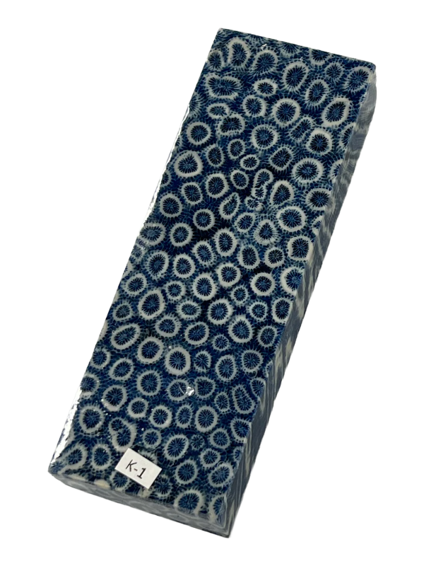 Fossil coral handle blank K1 (blue)
