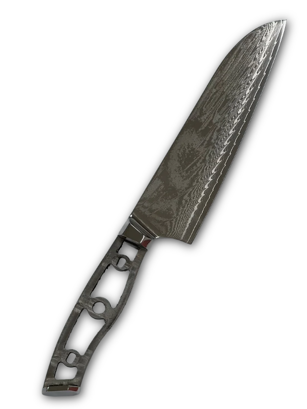 Santoku - AUS10 Damask Chef's knife 8" full tang with sockets