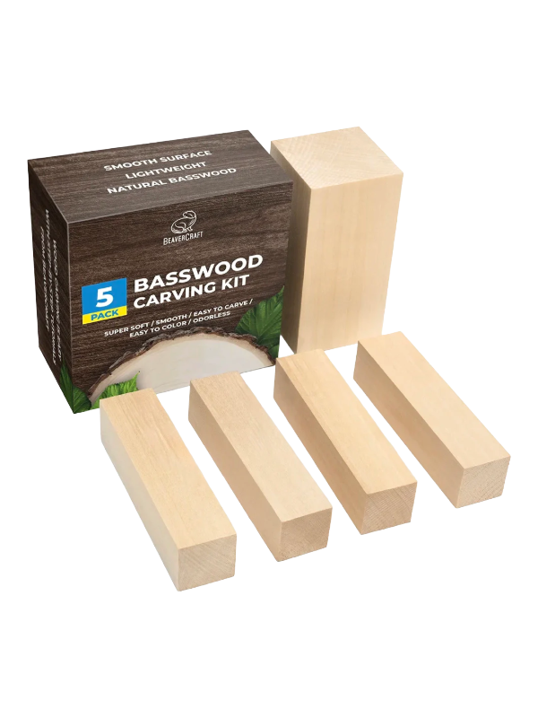 Basswood wood carving blocks BW5 5-pack from Beaver Craft