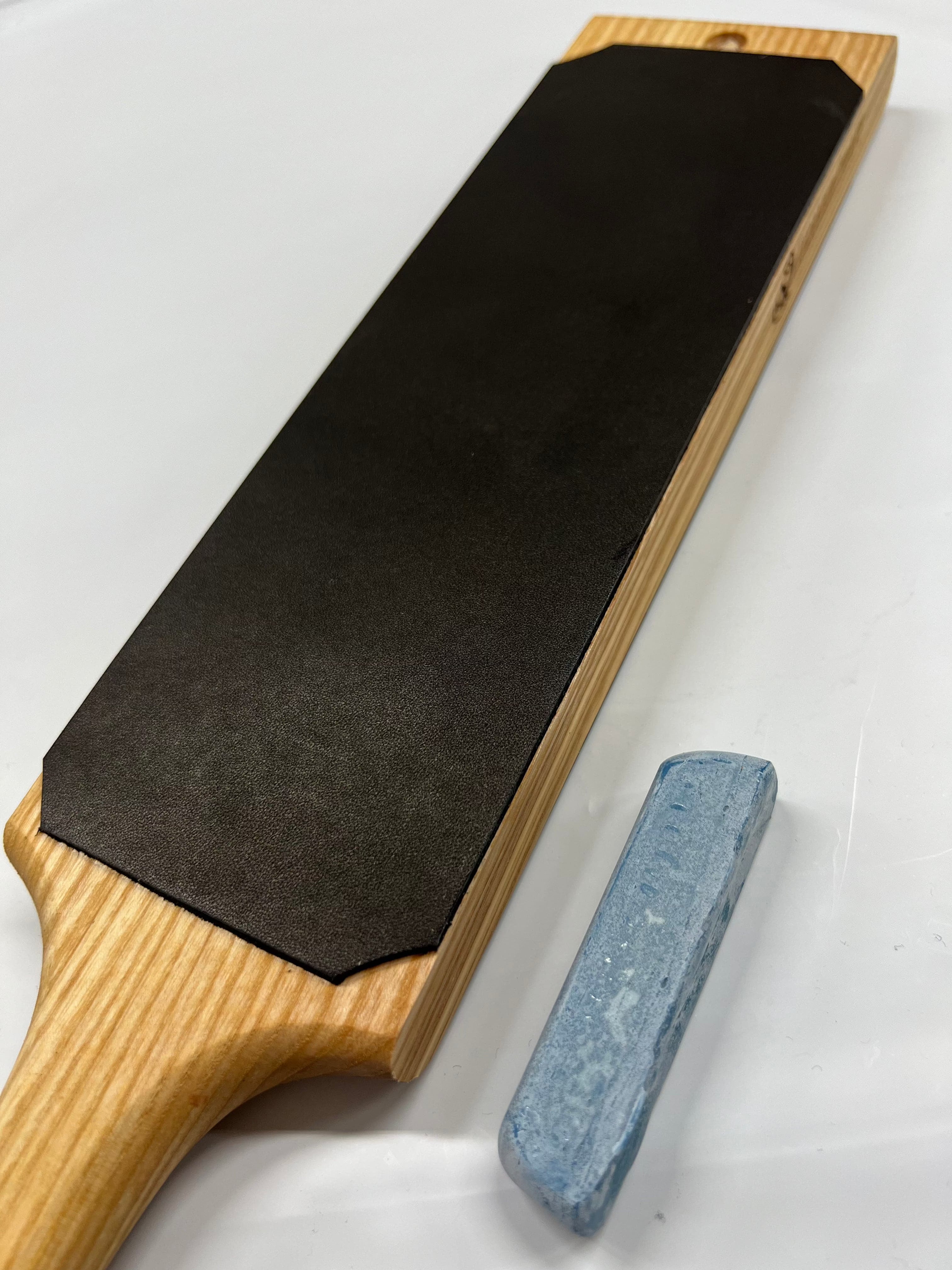 Double-sided leather strop 230x80 on ash wood including stropping compound LS1P1 