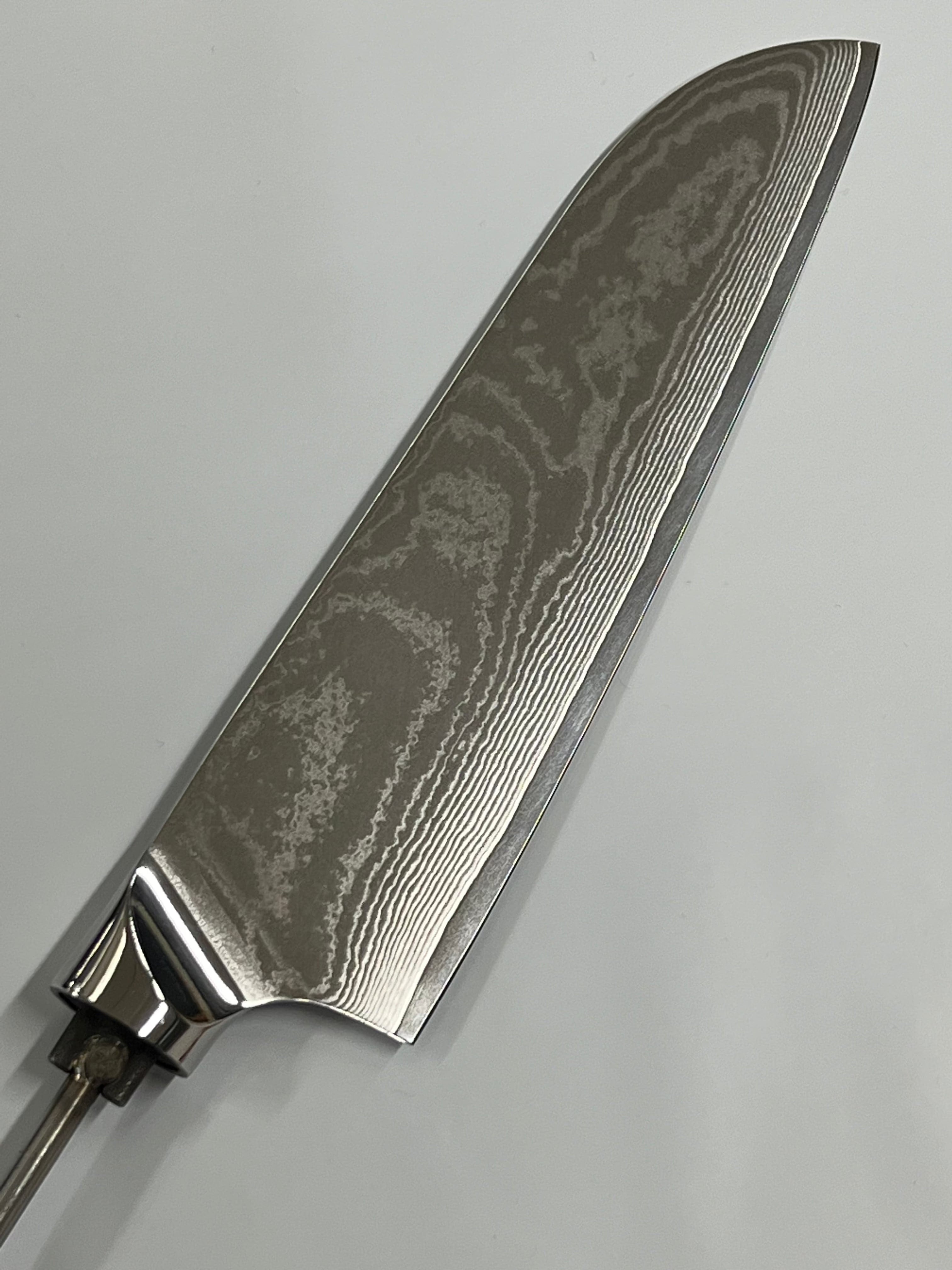 Santoku - Stainless Damask Chef's Knife 8" Threaded Tongs