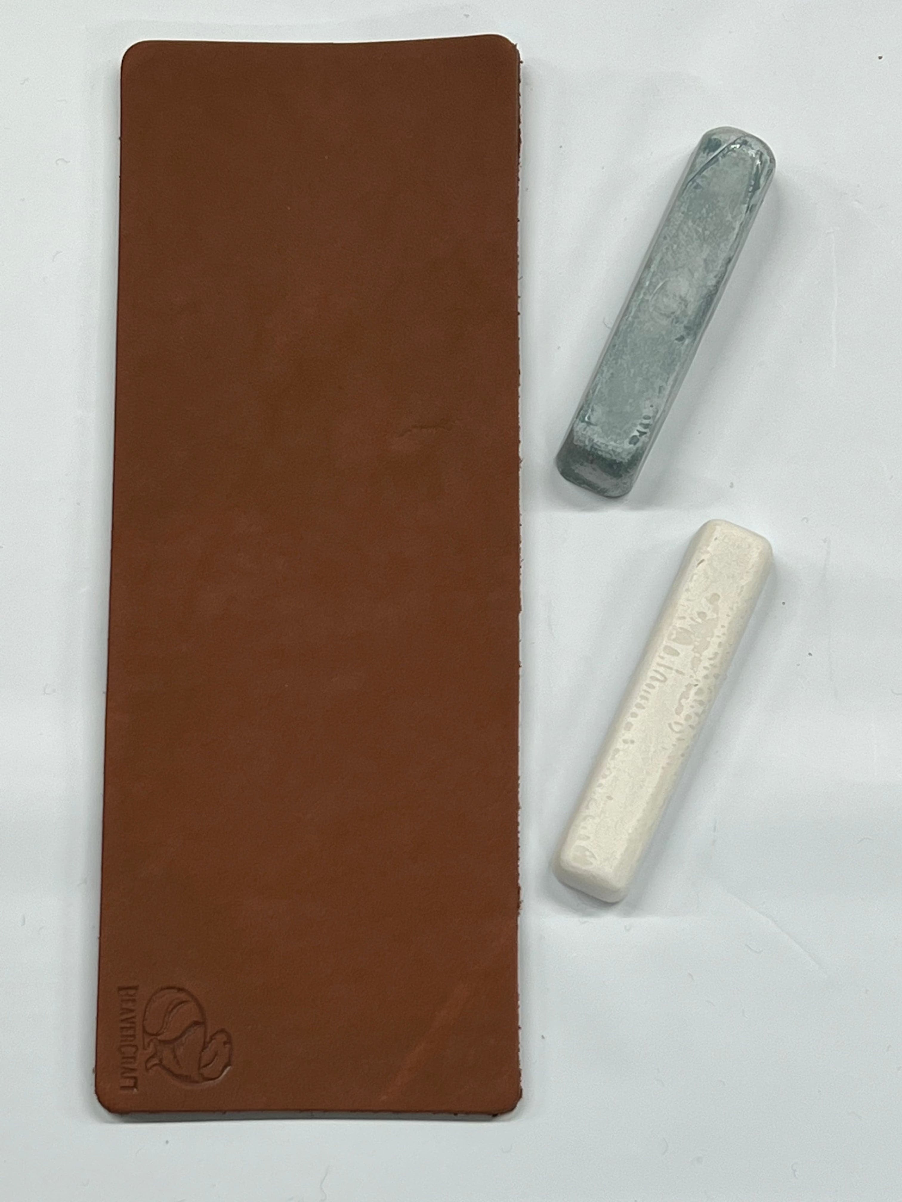leather strop 200x75mm incl. 2 types of stropping compound 